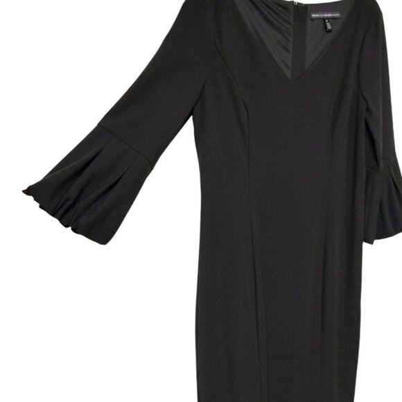 White House Black Market Black Body Perfecting Lantern Sleeve Sheath Dress Sz 10 - Picture 3 of 7